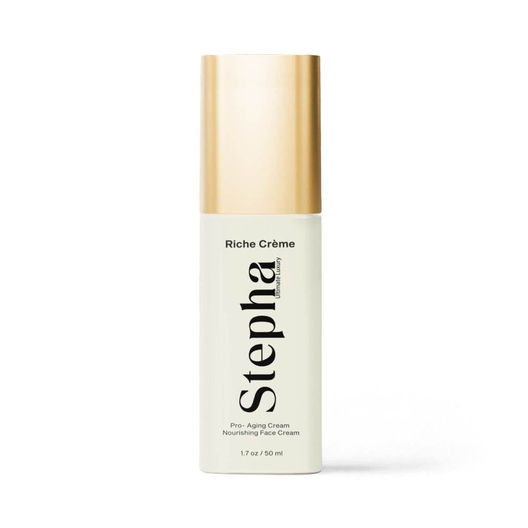 Stepha Riche Creme skincare bottle on a white background