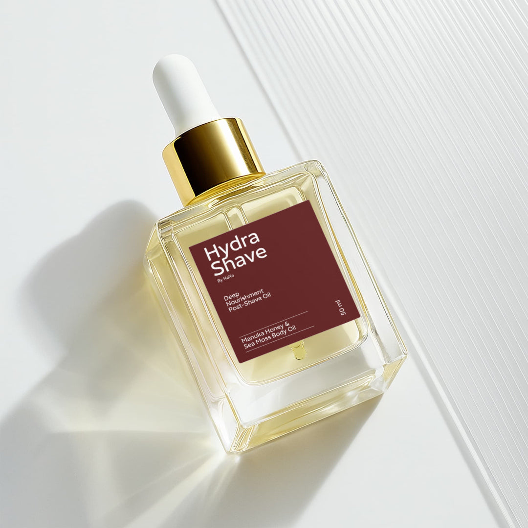 Bottle of Hydra Shave on a white background